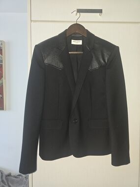 Saint Laurent Paris SS19 Runway Lamb Leather-Yoke Western Blazer